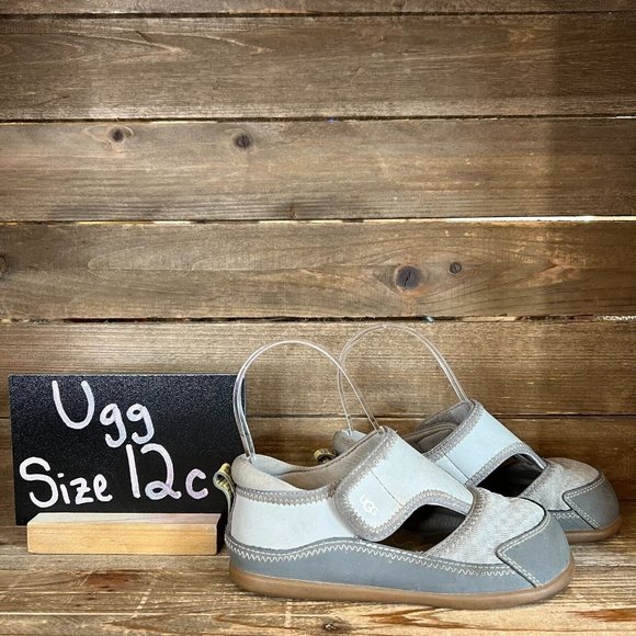 Little Kids Childrens UGG Delta Gray Closed Toe Comfort Shoes Sandals Size 12 C - Picture 1 of 7